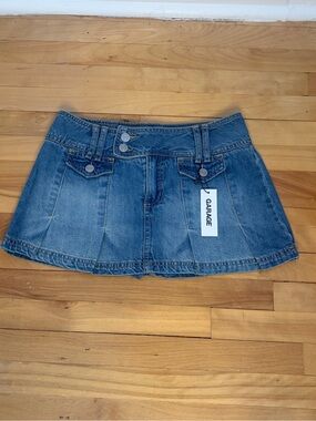 Garage pleated denim mini skirt